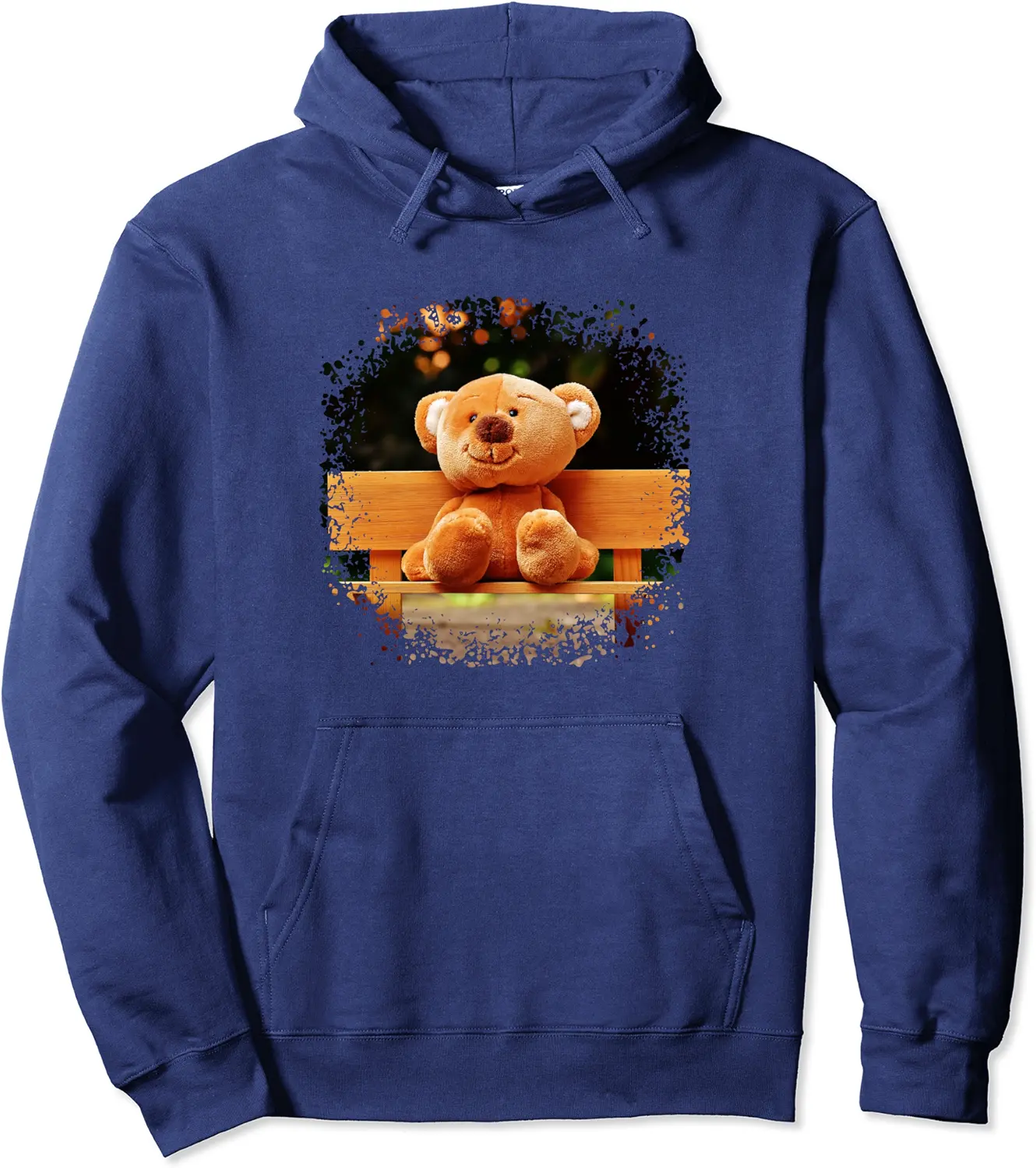 A Cute Teddy Bear Sat On A Little Bench Pullover Hoodie - Latellestcha Shop 30B0BPMJYDYW