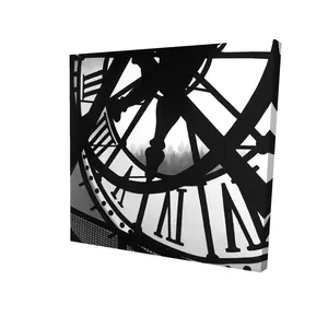 360 stand Square Giant Clock - 24x24 in. Monochrome White Orsay Print, Paris Orsay Museum Landmark Design, Room Wall Decor for Art Enthusiasts