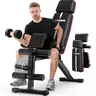 Foldable Weight Bench, 880lbs Weight Capacity , Weight Plate Not Included, Workout Bench Press for Home Gym, Banco Para Hacer Ejercicio Incline Decline Sit up Workout Equipment, Leg Extension and Preacher Pad for Full Body Strength Training