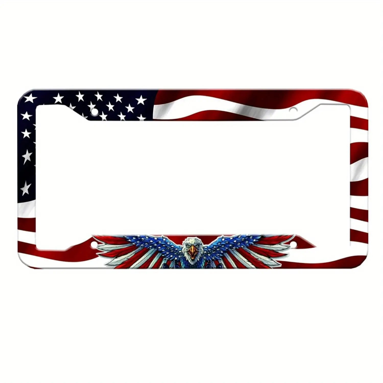 Eagle flag license plate frame, Independence Day license plate cover, four-hole license plate bracket with four-hole screws, American standard license plate size, 12.2X 6.3inch