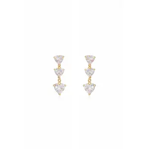 Ettika Queen of Hearts Crystal Earrings with Heart-Shaped Design and Clear Stone Accents