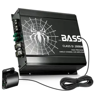 TANVSO 2000W Monoblock Car Amplifier, Class D 1 Channel Subwoofer Amp, 1/2/4 Ohm Stable Car Audio Amplifier with Remote Bass Knob, Low Pass Filter, Bass Boost & Protection Circuit for Subwoofers