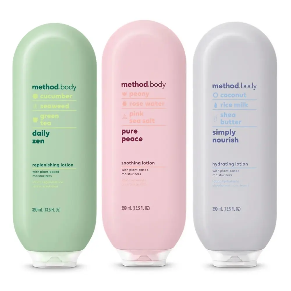 Method Body Daily Lotion Set - Daily Zen, Pure Peace & Simply Nourish, 13.5 Oz Ea