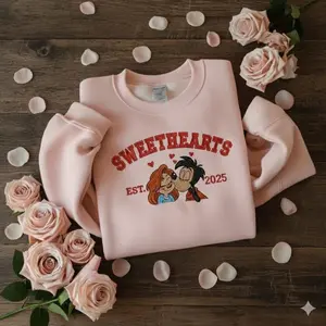 EMBROIDERED Sweetheart Sweatshirt, Couple Valentine Sweater, Movie Couples Crewneck, valentine Outfit