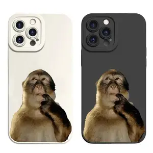 Cute Monkey Soft TPU Silicone Cellphone Case & Cover - Shockproof Full Protection Accessory for iPhone 16/16 Pro Max/Plus/15/15 Pro Max/14/14 Pro/13/12/11/X, Birthday Gift for Partners