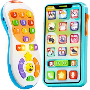 Upgraded Toy Phone and Remote Control Set, 90+ Music and Learning Phrases, Baby Toys 6-12 Months, Toddler Birthday Gifts for 1 2 3+ Year Old Girs Boy