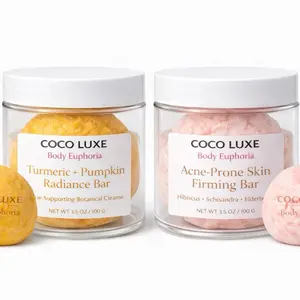 Coco Luxe Bundle Soap Bar Turmeric Pumpkin Radiance Bar & Acne Prone Skin Firming Bar 3.5 oz Each Facial Cleansing Facial Wash| multi pack