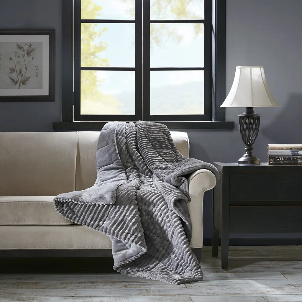 Madison Park Parker Oversized Plush Down Alternative Filled Throw, Home Decor Blanket