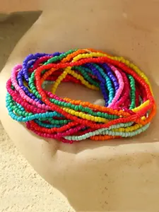 20pcs Random Bohemian Style Multi-Glass Rice Beads Stacked Bracelet, Beach Layering Women's Dopamine Colored Bracelet, 20pcs Fashion Accessory
