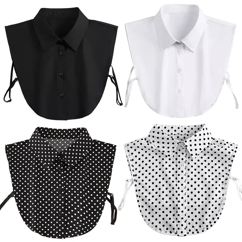4 Pack Women's Detachable Dickey Collars, Solid Color Fake Half-Shirts for Blouses & Sweaters, Adjustable & Easy to Clean Fabric, Fold‑And‑Go
