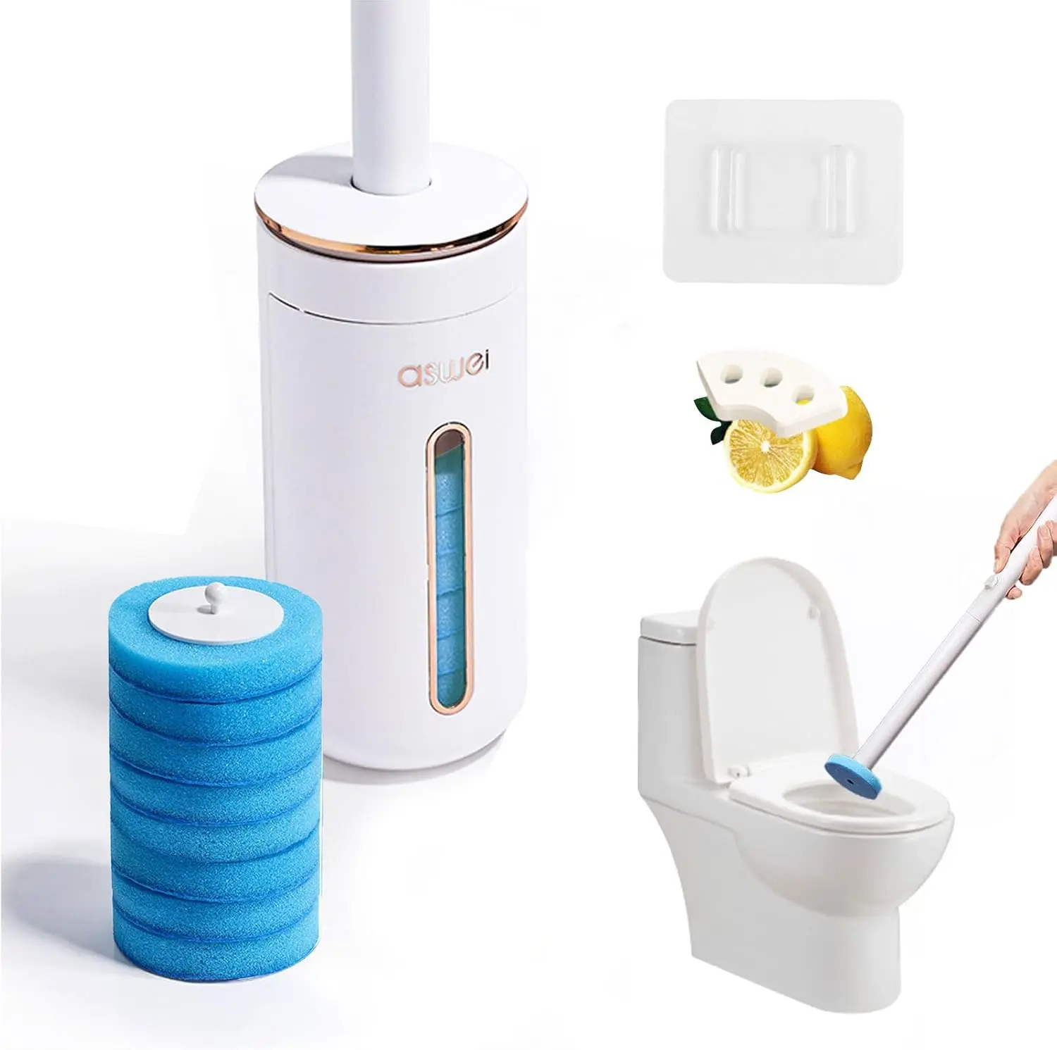 Disposable Toilet Cleaning System, Toilet Scrubber Disposable Toilet Brush Cleaner With Holder Toilet Wand Refills, Toilet Cleaner Brush Wall Mounted For Sink Bathtub Wash Basin Mop Pool