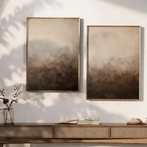 2pcs Wood Frame Canvas Wall Art, Abstract Landscape Modern Minimalist Decor, Home Living Space Decoration, Mdf Material, Wooden Wall Art