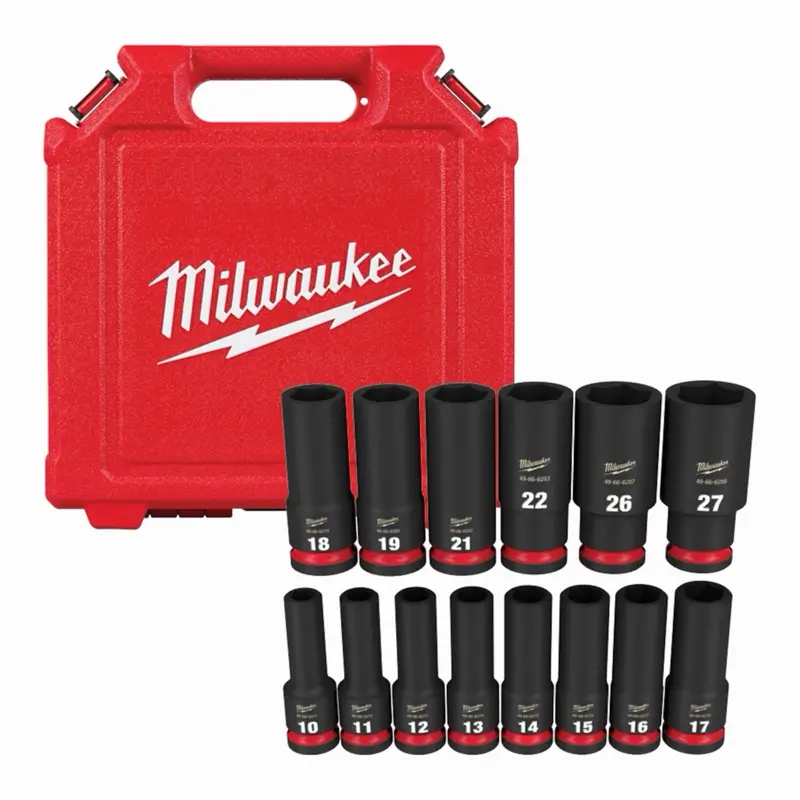 14PC SHOCKWAVE Impact Duty 1/2" Drive Metric Deep 6 Point Socket Set, Part No. 49-66-7014 (Retail SKU 109)
