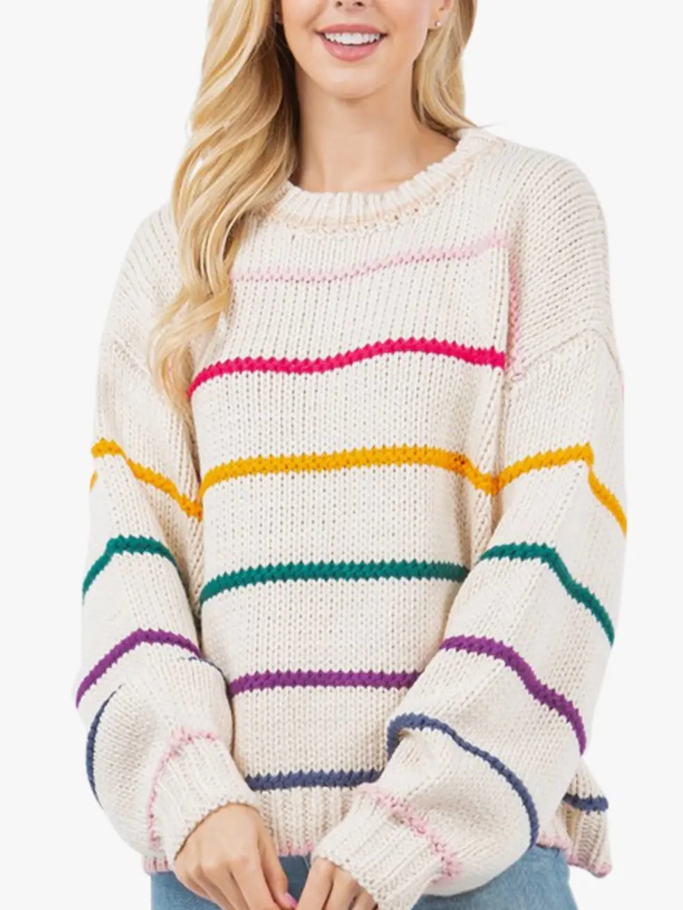 THE MCKENZIE SWEATER, Rainbow Stripe Sweater
