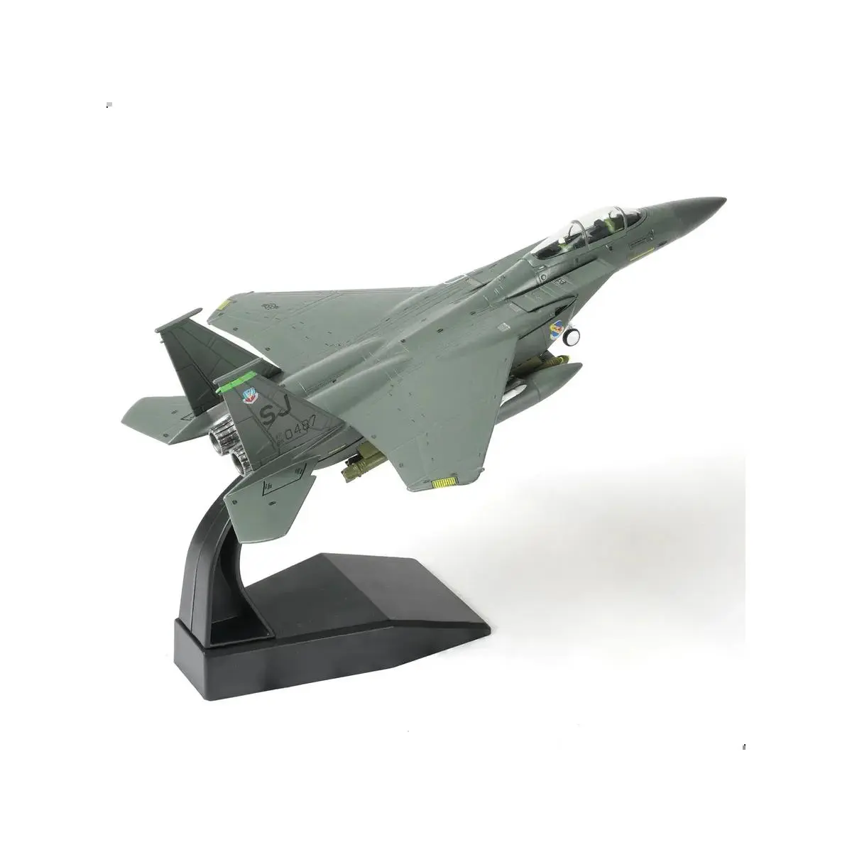 F-15E Strike Eagle 1:100 Die-Cast Metal Fighter Aircraft Model, Pre-Assembled Collectible with Angle-Adjusting Bracket, Miniature Set