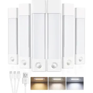 7.8" Rechargeable Motion Sensor Light Indoor, 6-Pack Under Cabinet Lighting,  Closet Lights, 30 LED, Dimmable, 3 Color Temperatures, Step Lights for Kitchen, Pantry, Bedroom, Wardrobe