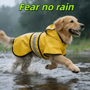 Adjustable Waterproof Dog Raincoat with Hood, Lightweight Reflective Pet Coat for Small Medium Large Dogs, Comfortable and Durable Design