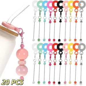 20pcs Beadable Straw Charms |   Cup Pendant Holiday Gift for Chain Decoration, Creative Water Cup Decoration, Handmade Bead Decoration |   Material: PC, Brand: LINNO
