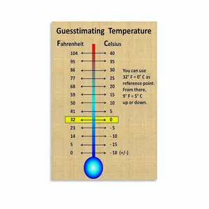 Celsius to Fahrenheit Conversion Chart Temperature Poster (2) Canvas for Living Room Bedroom Decor 12x18inch(30x45cm) Unframe-style Colorful Ornaments Decoration Wall
