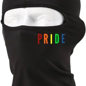 Pride month ski mask balaclava, full face black & rainbow shiesty mask