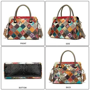 A Vintage Vintage Top Leather Patchwork Handbag