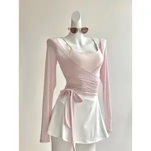 Casual, relaxed, versatile fitness long-sleeve top for women, Pilates sports slim-fit cardigan with straps, yoga wear for autumn