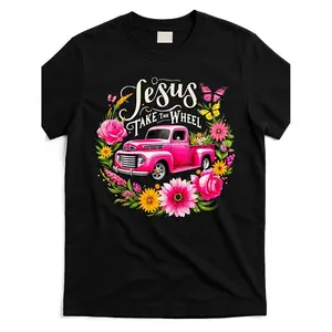 Plus Size Floral Farm Truck Casual TShirt with Take the Wheel Design Crew Neck Short Sleeve Available in Sizes ZeroXL to FiveXL