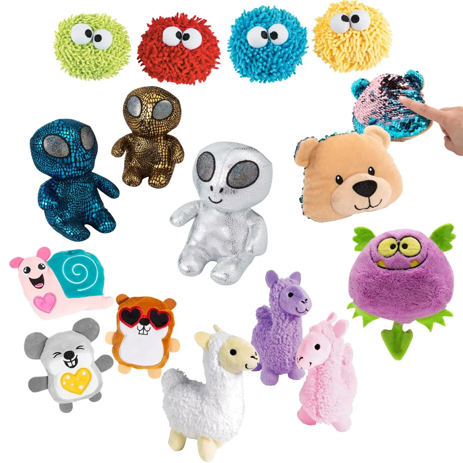 72-Piece Sensory Plush Character Kit - Cute Stuffies, Assorted Materials Stuffed Animal Collectibles, Durable Soft Fluffy Toy Set for Fun Giveaways at Carnivals, Classroom Rewards, Kids’ Gift