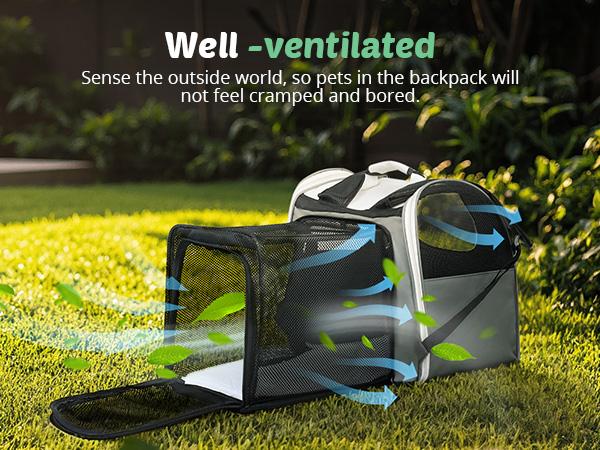 PetCozife Cat Backpack Carrier, Expandable Roomy Pet Carrier Backpack, For Medium Cat Small Dog Puppy Under 18lbs, Breathable Foldable Dog  Backpack, Travel Airline Approved for Camping Outdoor, for Cat Lovers Animal Carrier, Gray Large