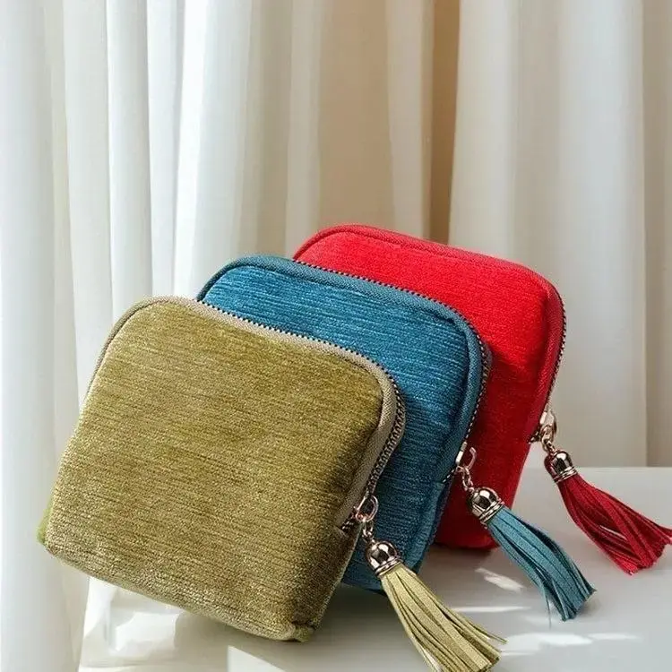 Zippered Travel Jewelry Organizer Pouch, Soft Velvet Satin Lining Portable Storage Bag With Tassel Zipper, Accessory Case For Rings, Bracelets, Necklaces For Daily Carry, Vacation And Household Storage