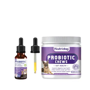 Nutridog Pet Probiotic Drops and Probiotic Soft Chews Boost Immune System Relieve Diarrhea Suitable for All Cats and Dogs