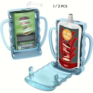 Juice Box Anti-Squeeze Food Bag, Apple Sauce Snack Rack, Child Proof Cup Cover, Anti-Splash Food Bag, Easy Flip Lid Design
