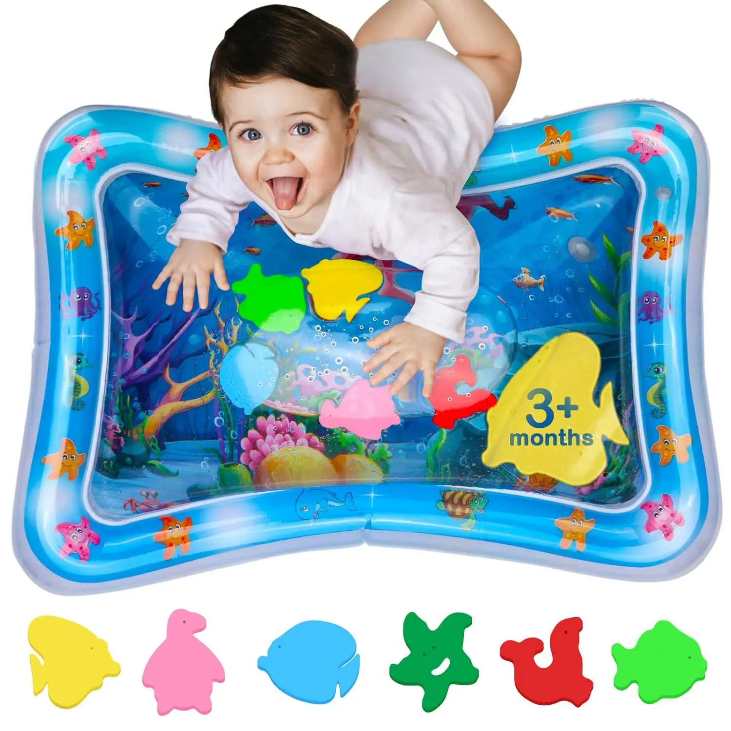 BInflatable Water Play Mat Sensory Exercise Mat for Floor Games 100% BPA Free Leak Proof for 3-12 Months Infants