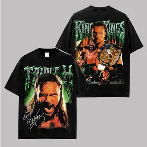 'The King of Kings' Triple H WWE Graphic Premium Cotton T-Shirt For Wrestling Fan, The Game Legend Fan Shirt, Paul Michael Levesque Merch, Triple H Inspired Shirt Gift Tee