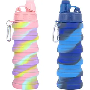 Collapsible silicone water bottle, portable drinking cup, leak-proof seal, easy to carry and store, high temperature & drop resistant, suitable for outdoor travel, sports and daily home use