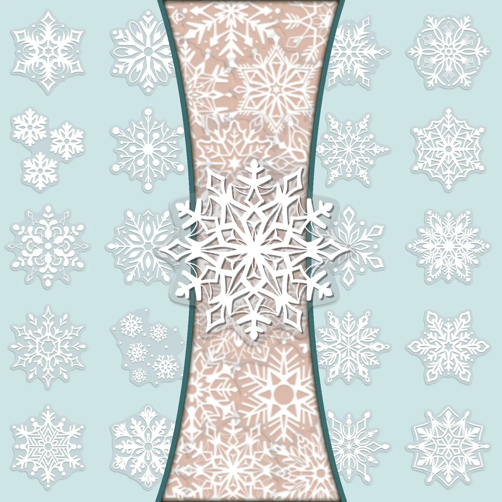 100 PCS 2 Repeating Sets Snowflake Creative Design Winter Vibe Decoration DIY Scrapbooking Transparent Stickers