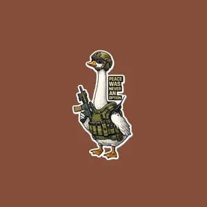 Peace Was Never An Option Goose Sticker, Tactical Goose Military Meme Decal, Funny Armed Goose Vinyl Sticker