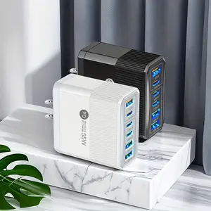 55W PD+QC3.0 3 USB-C Ports & 3 USB Ports Charger, Multifunctional Fast Charging Charger Adapter, Portable Charger for Phone & Tablet