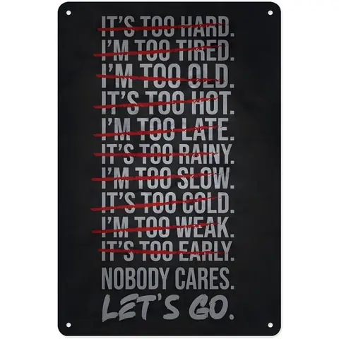 8x12in Lightweight Durable Laser-Engraved Aluminium Gym-Mindset Sign - "Nobody Cares We Go To The Gym" Quote Plaque, Metallic Tone Pinterest-Inspired Engraved Motivational Home Sign, Mens Room Decor Metal Wall Panel, Unisex Gift Office Art Home Supply