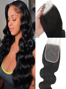 5x5 Hd Lace Closure Human Hair Hd Closure Body Wave Closure 10A Virgin Remy Human Hair 5x5 Transparent Lace Frontal Closures Pre Plucked Natural Black