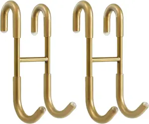 Gold Shower Door Hooks – Heavy Duty Over Glass Hooks (2 Pack)