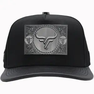 FERRETI HATS PREMIUM FT118 Toro Baseball Cap for Men - Black Adjustable Snapback with Embroidered Motif & Breathable Mesh Back
