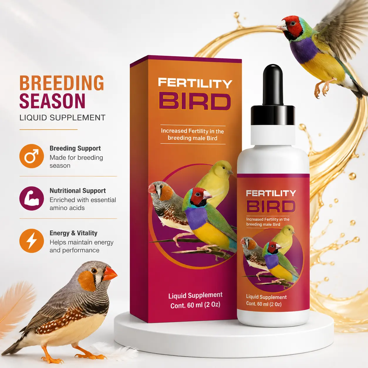 Bird Breeding & Fertility Support – Amino Acid Liquid Supplement for Breeding Season