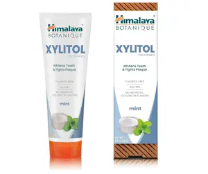 Himalaya Botanique Antiplaque Toothpaste with Xylitol, Fluoride Free, for Plaque Reduction & Gentle Whitening, 4 oz, 2 Pack Oral Organic Gift Pomegranate