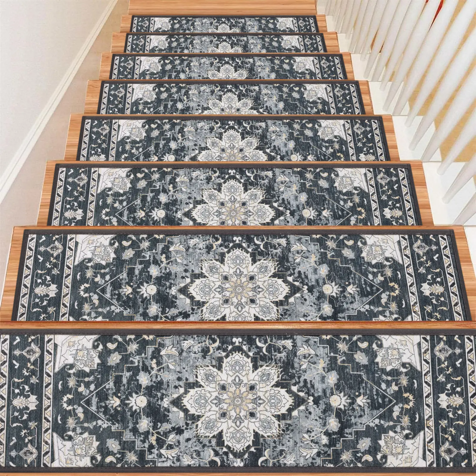 [SeptemberRestock] HEBE Carpet Stair Runner for Wooden Steps Indoor 15 Pack 8"x30" Peel and Stick Stair Treads Non Slip Staircase Step Treads Reusable