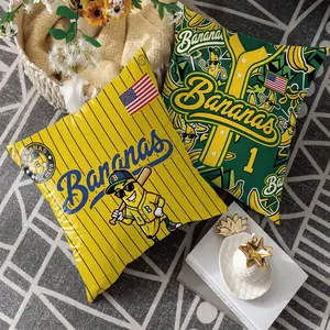 2pc Funny "Bananas Ball Club" Baseball Throw Pillow Cover Set ⚾️🍌 Unique Sports Home Decor。