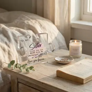 Sisters Acrylic Jigsaw Plaque 3.35x3.94in Custom Friendship Keepsake Assemblable Puzzle Photography Prop Sentimental Gift for Sisters Best Friends Birthdays Weddings Thanksgiving Christmas 2D Acrylic Desktop Ornament