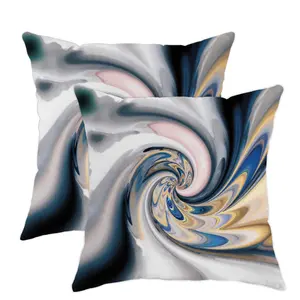 Jit 2pcs 2D Flat Swirl Throw Pillow Covers, Modern Contemporary Gradient Abstract Design, Hidden Zipper, Square Pillow Cases for Home Decor