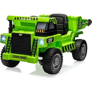Gaomon 12V Battery-Powered Kids' Electric Ride-On Dump Truck - Remote Control, Adjustable Dump Bed, Bluetooth LED Lights, 2 Driving Modes, Adjustable Speed, Playtime Fun (Green)