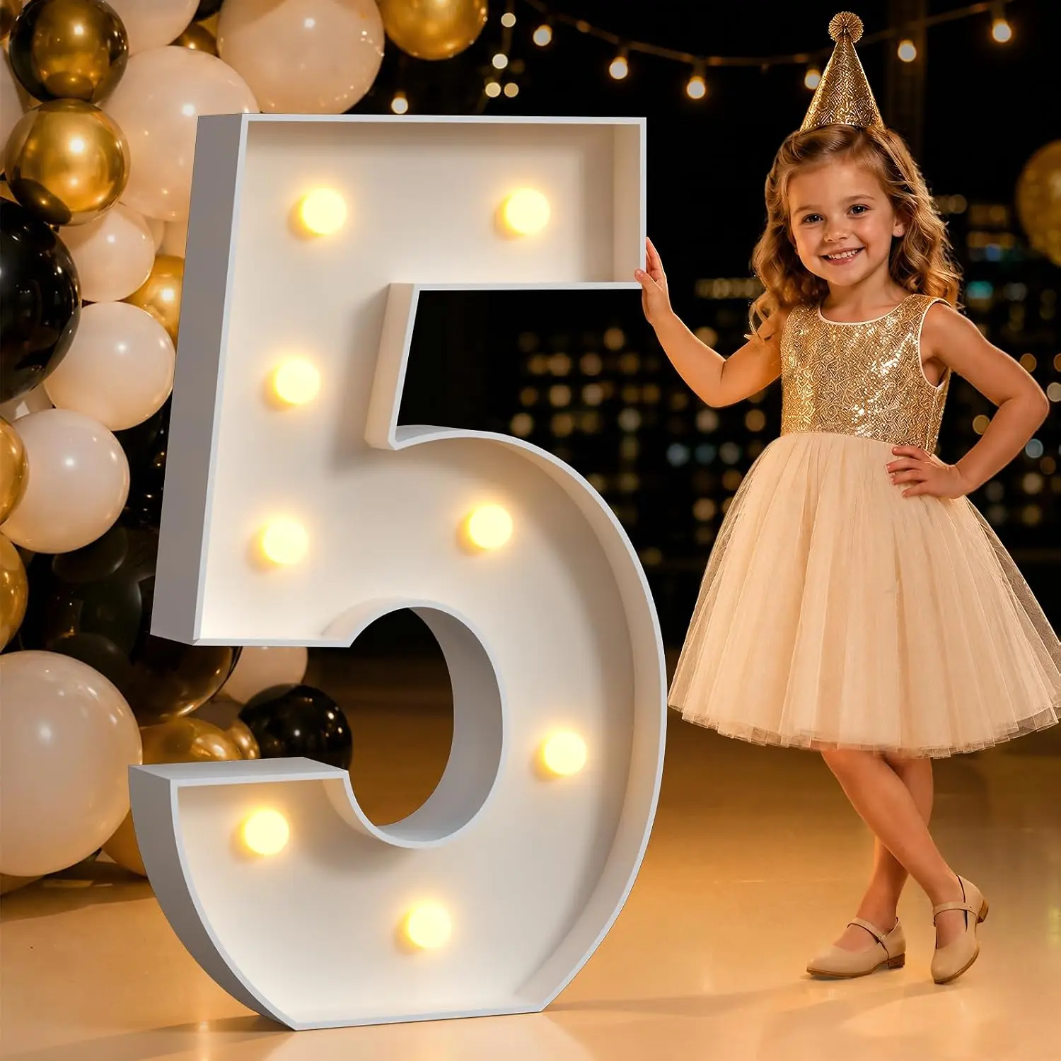 3FT Marquee Numbers 5 Large Light up Numbers for 5th 15th 50th Birthday Decorations Big Foam Board Number for Anniversary Decor Light Up Sign DIY Pre-Cut Kit